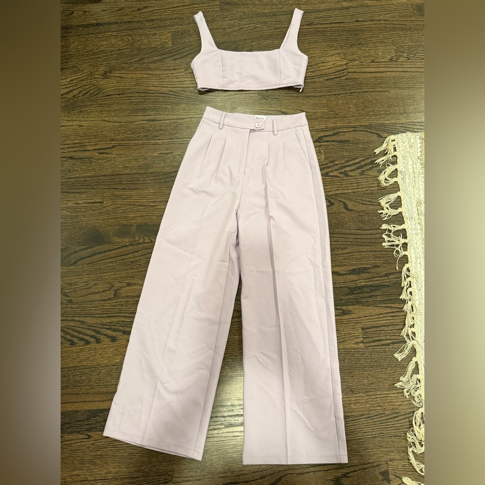 Princess Polly Light Purple Wide-Leg Pants and Top Set